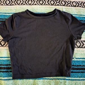 Wild Fable Black Cropped Tee (Extra Small)